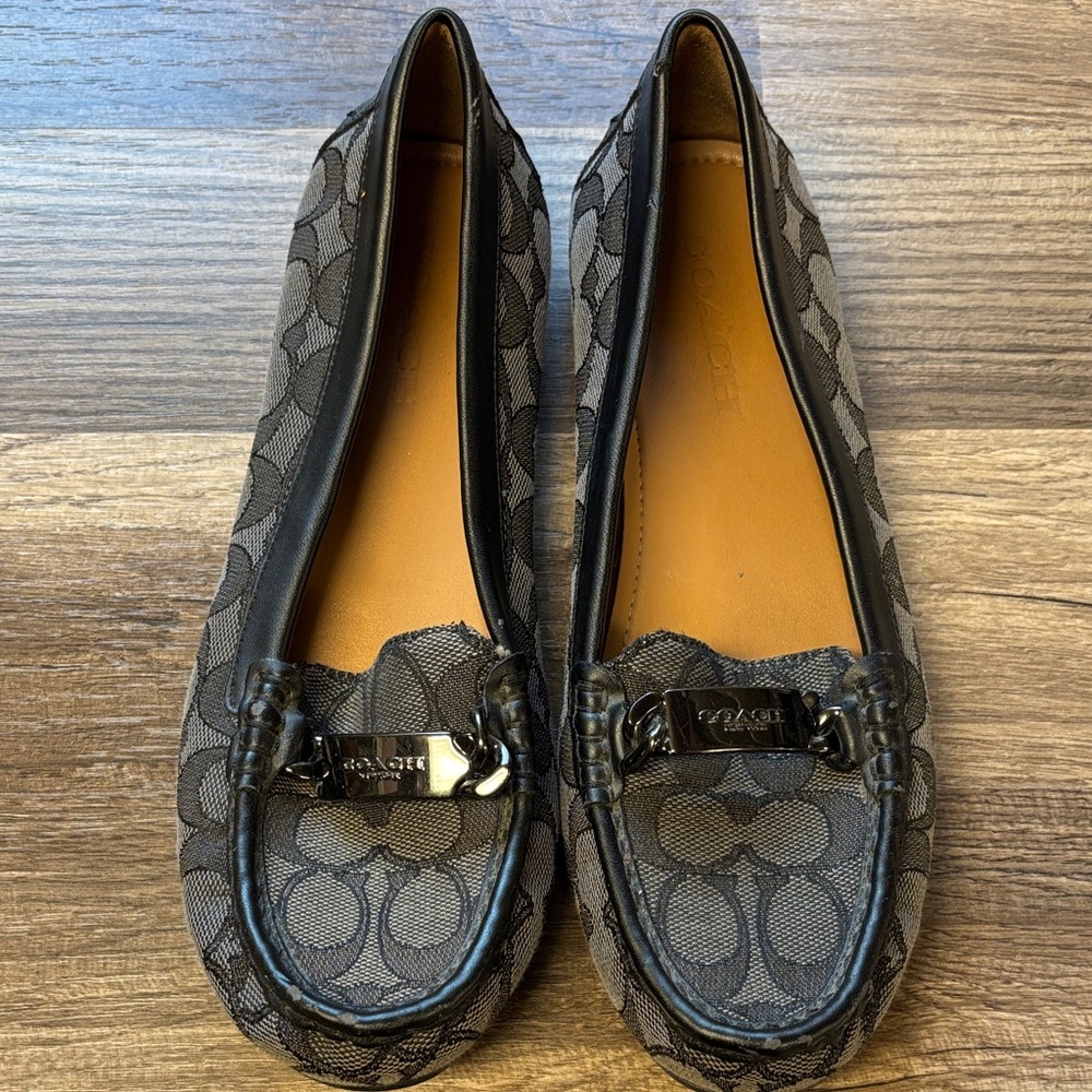 Coach Women’s Charcoal Signature Logo Driving Loafers